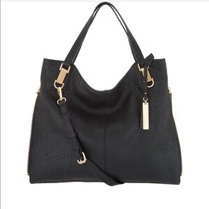 Vince Camuto Black Leather Expandable Tote